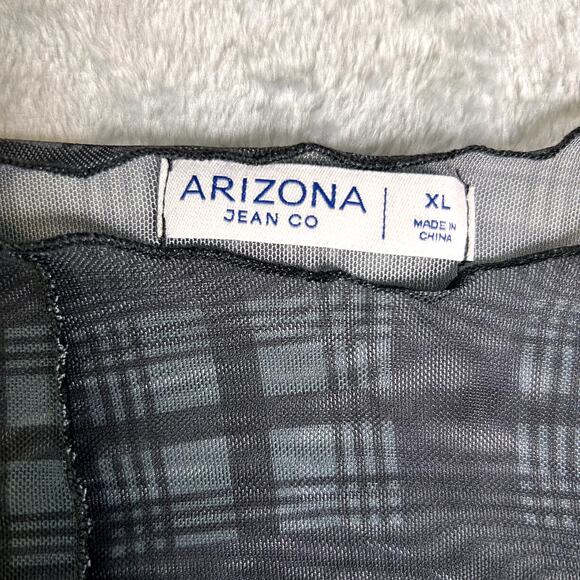 NWT Arizona Sheer Mesh Plaid Crop Top w Cami Women's XL Festival Rave Party - Picture 3 of 7